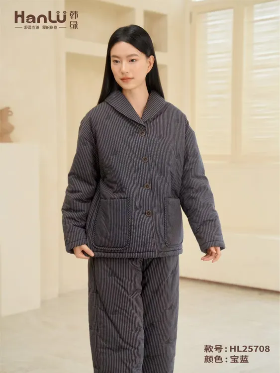 韩绿女士冬季内外纯棉加厚保暖舒适柔软轻时尚可外穿家居服睡衣