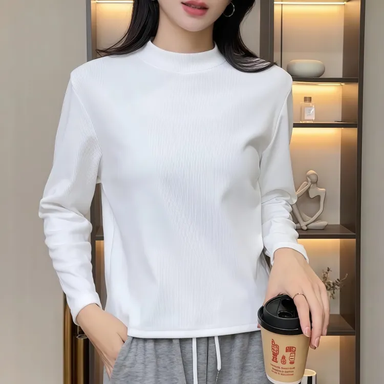 半高领打底衫女内搭秋冬新款纯色长袖宽松显瘦韩系网红加绒上衣服