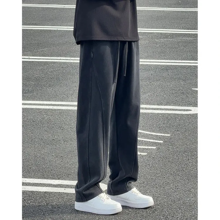 重工水洗做旧重磅卫裤男春秋垂坠感男士慵懒松弛感裤子休闲运动裤