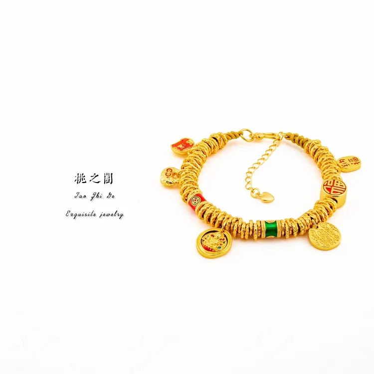 铜合金手链 新中式吉言盘缠财神时尚手链复古AL1026