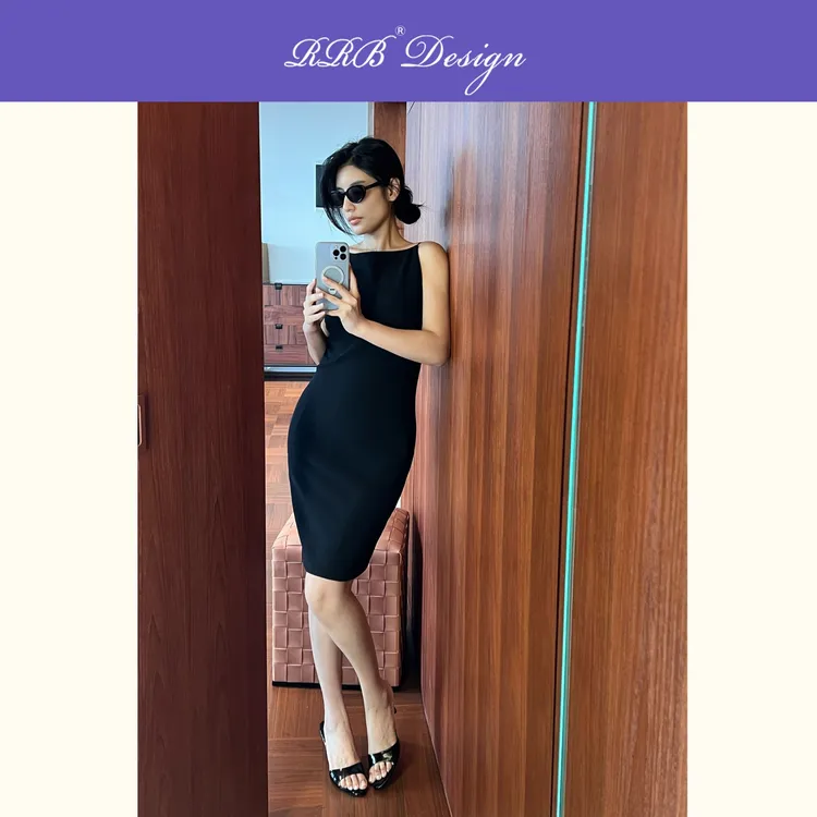 RRB Design「温柔张力」优雅修身显瘦吊带裙气质连衣裙中长裙