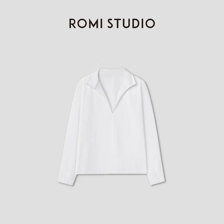 ROMI STUDIO“中古理念”美国匹马棉高密高支双V领衬衫 RWCRST3434