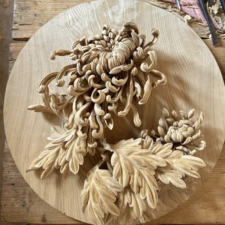 木雕菊花摆件挂件