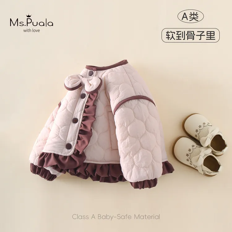 【MsPuala芝芝雪语】婴幼儿童装外套女宝宝秋冬简约蝴蝶结加绒棉服