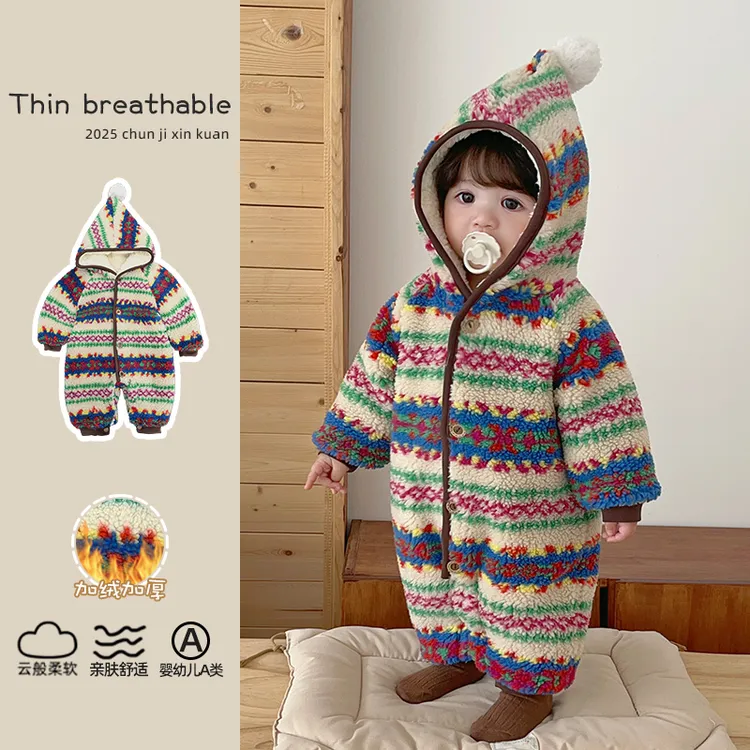 【费尔岛精灵】冬装洋气婴儿连体衣冬款加厚保暖宝宝衣服冬天外出潮