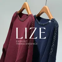 LIZE「L0822」100绵羊毛.手工串珠.船领毛衣