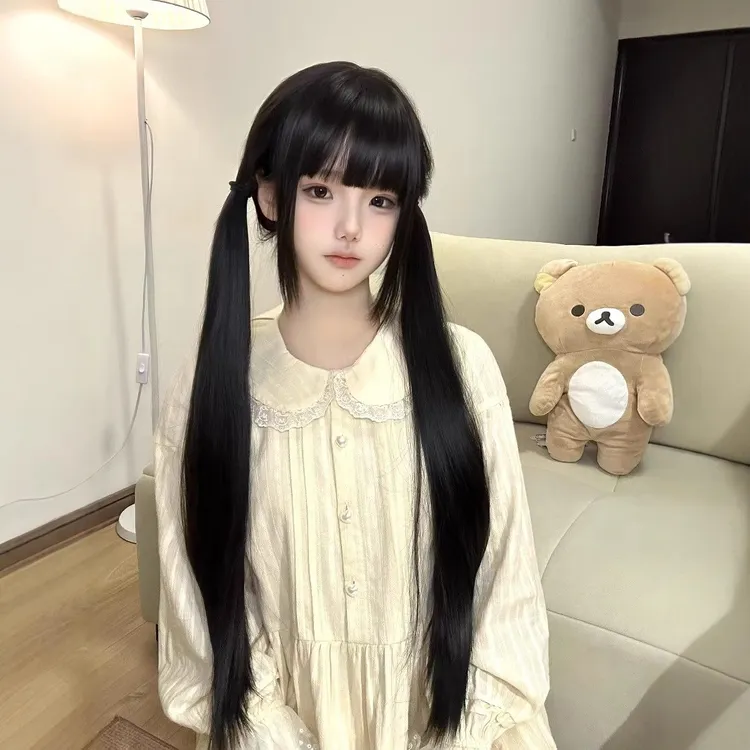 纤韵佳人假发女日系少萝lolita日常黑棕色长直发80cm全头套