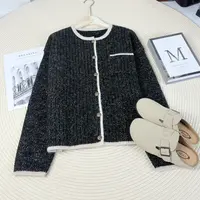 玲姐定制-撞色名媛小香风洋气毛衣短外套百搭针织开衫376033