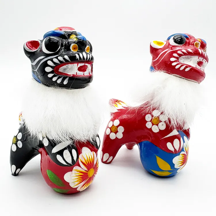 浚县特产泥咕咕迷你摇头狮子国家非物质文化遗产手工泥塑国潮摆件