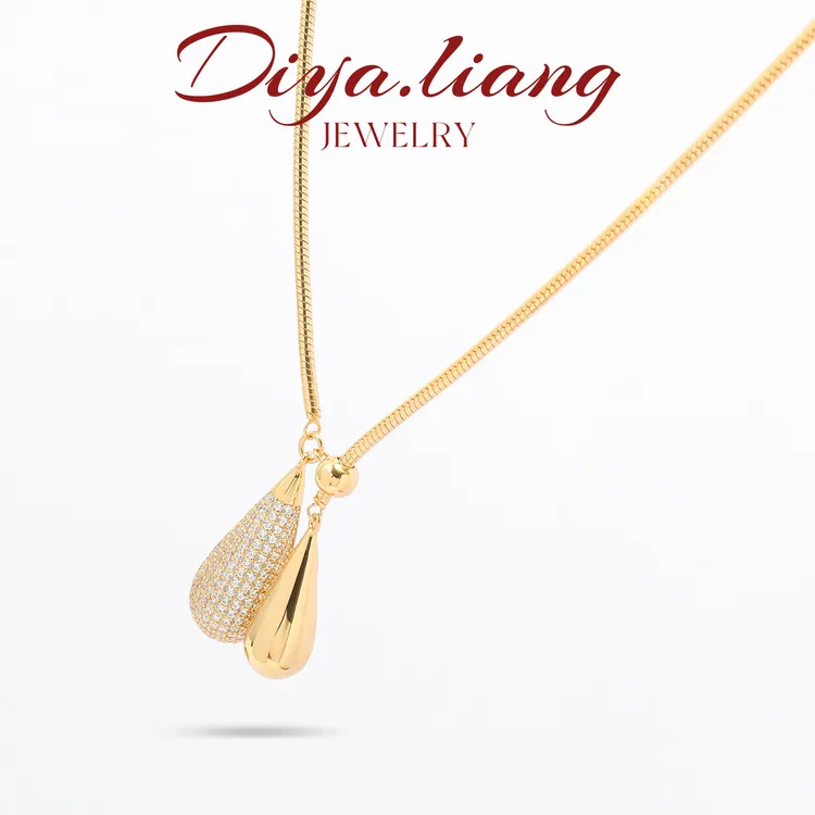 坠链均925银 梁雅帝新品【鲁伯特之泪】闪钻水滴轻奢气质纯银项链