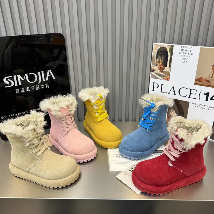 小众设计感短靴2025冬季新款两穿磨砂厚底增高加绒保暖雪地靴女