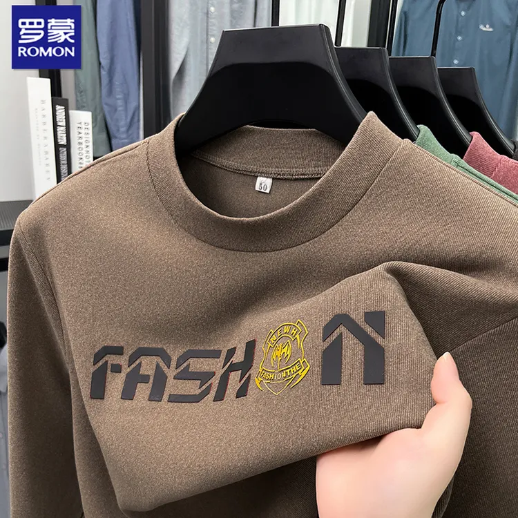 罗蒙男士卫衣新款中年时尚高端套头圆领宽松休闲百搭长袖上衣