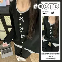 蝴蝶结设计感睡衣女秋冬季厚款德绒长袖长裤可外穿韩版家居服套装
