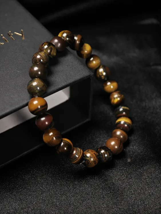 手链 虎眼石天然黄猫眼百搭手串珠个性素圈手串气质情侣弹力手链