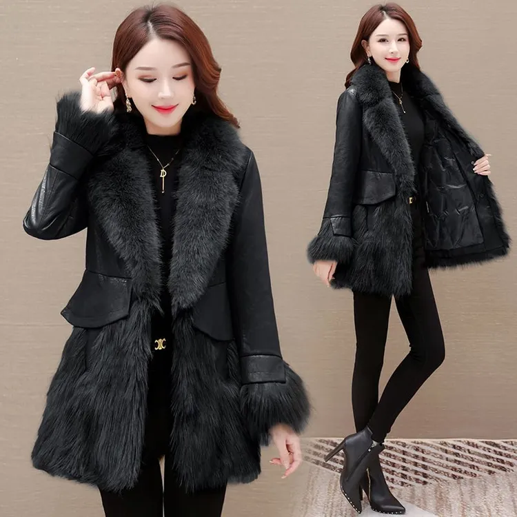 爆款洋气羽绒棉服女2025新款高端加厚欧货冬装皮衣海宁拼皮草外套