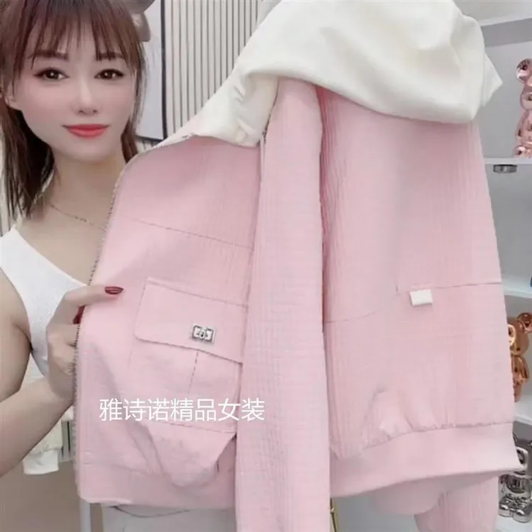 时尚连帽工装短款风衣外套女秋季2025新款休闲百搭宽松棒球服上衣