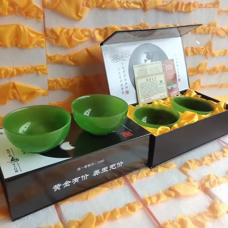【新疆西藏包邮】玉石高仿玻璃仿玉碗琉璃玉碗礼盒2只装