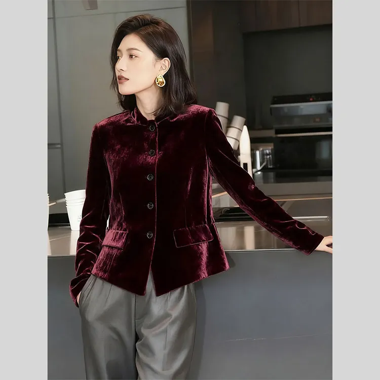 巨好看气质高级感小香风丝绒西装外套女2025秋冬新款今年流行爆款