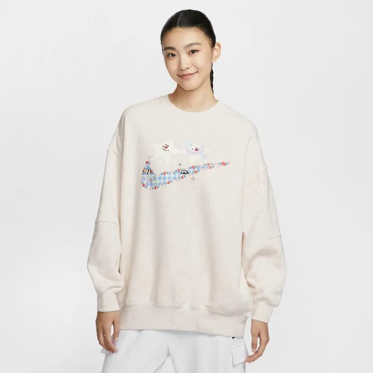 NIKE耐克女子NSFLC OS LONG CREGCEL针织无帽卫衣IO0487-141