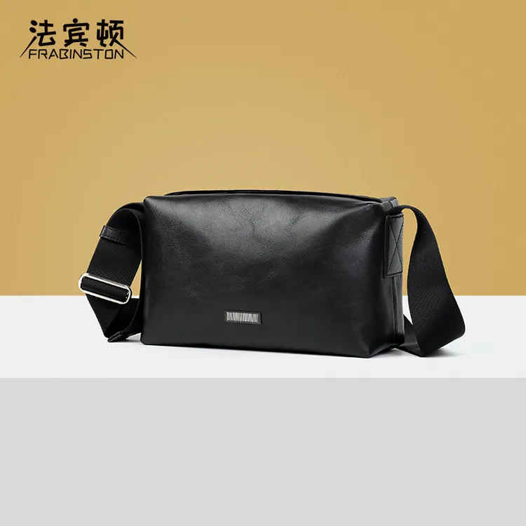 法宾顿真皮男包休闲斜挎包牛皮单肩包2025新款爆款商务时尚小方包