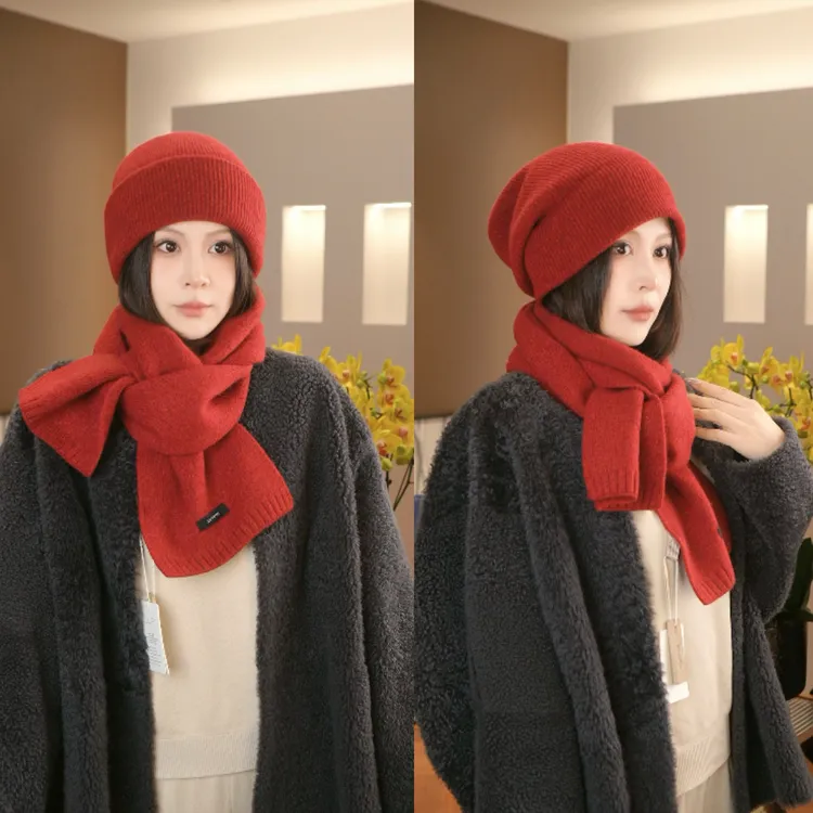 太一 “温暖过冬”羊毛双层加厚款针织帽女黑标包头帽冷帽保暖休闲