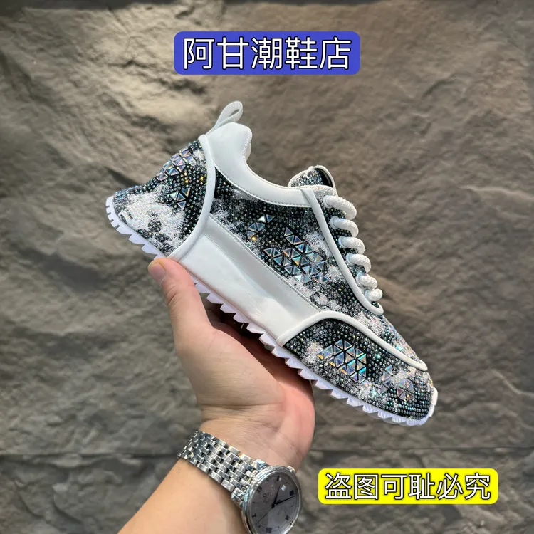 水钻包底男鞋2025夏季新款炫彩透气布面内增高厚底百搭休闲老爹鞋