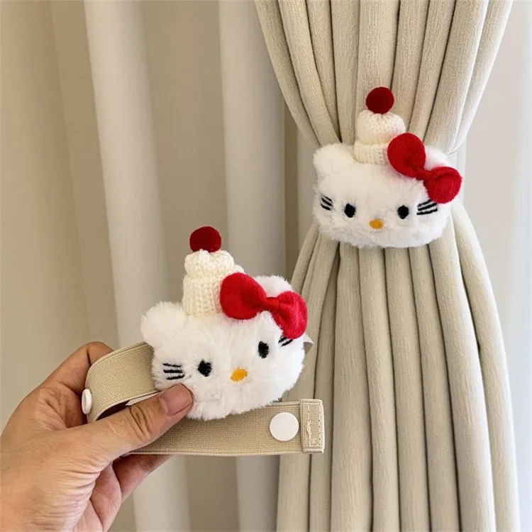2个装!可爱KT猫窗帘绑带卧室客厅窗帘装饰环扣弹力绳绑绳少女心