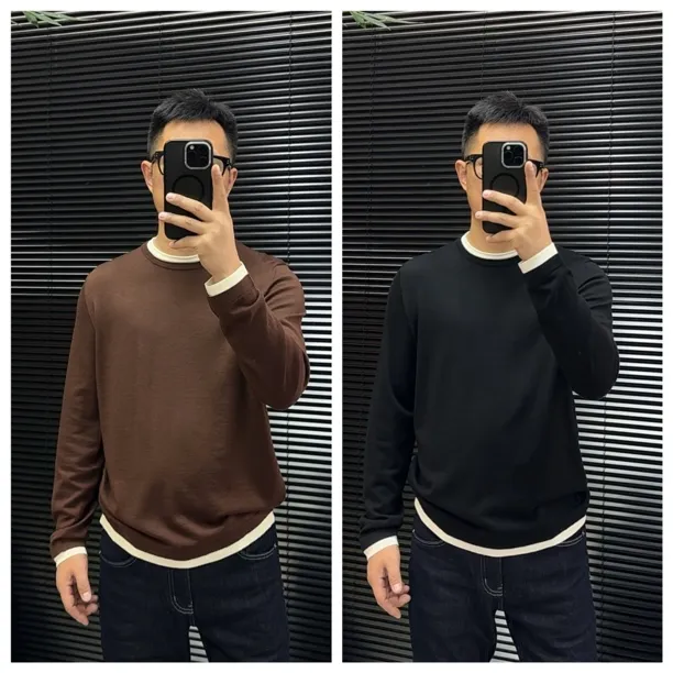 男士高端羊毛衫3123秋冬时尚高级长袖圆领超细羊毛衫