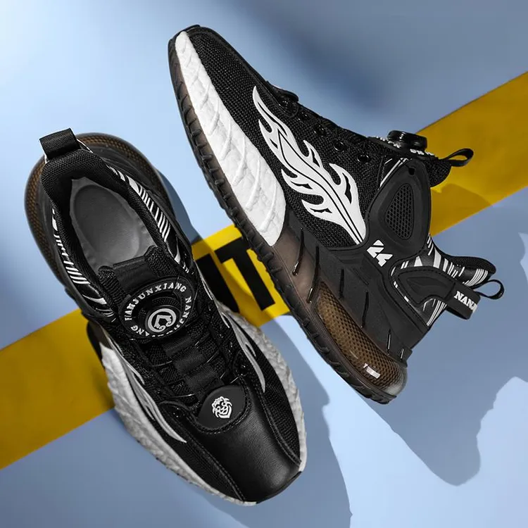 隐形内增高男鞋2025年夏季上新款透气休闲运动鞋厚底旋转扣老爹鞋