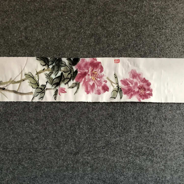 牡丹水墨写意条幅装饰画