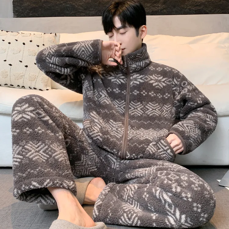 【凛冬日记】男士秋冬可外穿莎莉绒费尔岛系列暖绒保暖家居服睡衣
