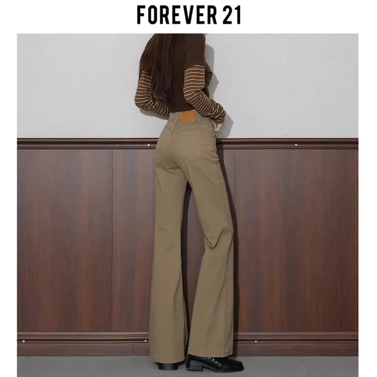 Forever 21高腰显瘦微喇叭牛仔裤2026春秋新款潮流百搭拖地长裤女