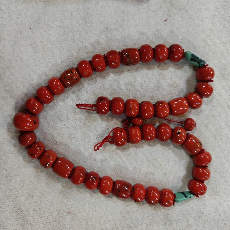 纯铜大理石项链 沙红项链