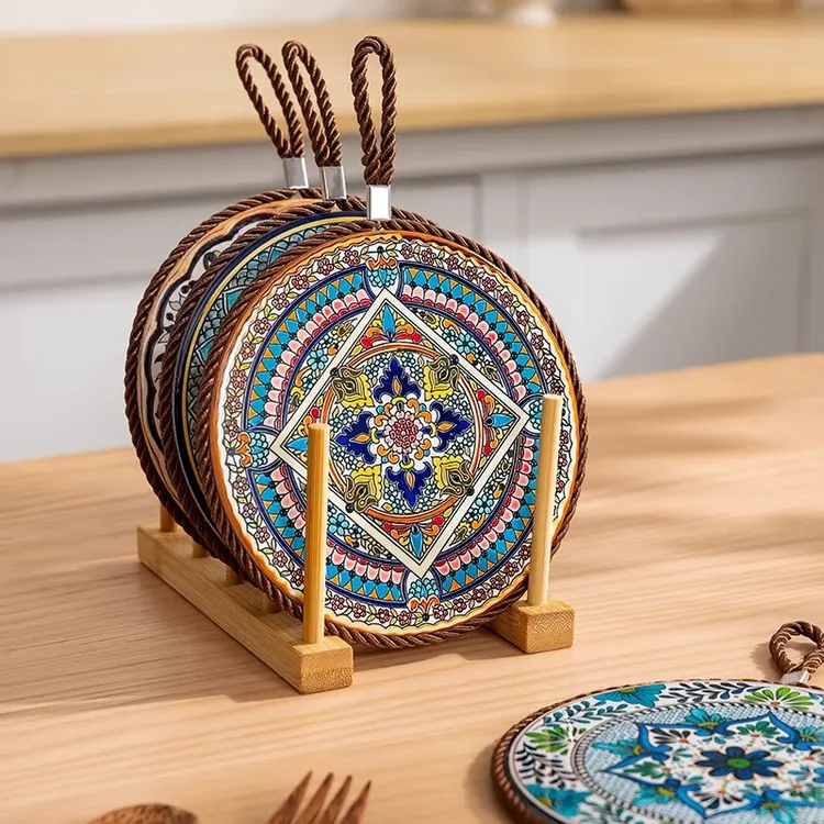 复古隔热垫耐高温砂锅防烫垫珐琅锅垫子陶瓷新中式餐桌防滑餐盘垫