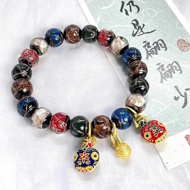 香灰琉璃吞金兽手串宫廷手链手工多宝民族风