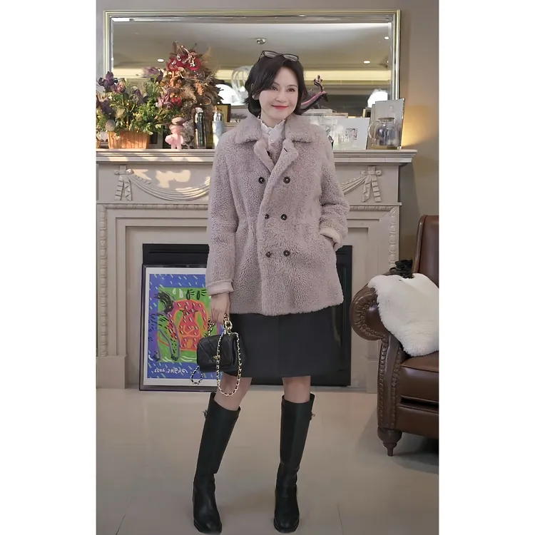 我是摩羯 进口拉贡 土耳其进口羊毛翻领双排扣保暖外套