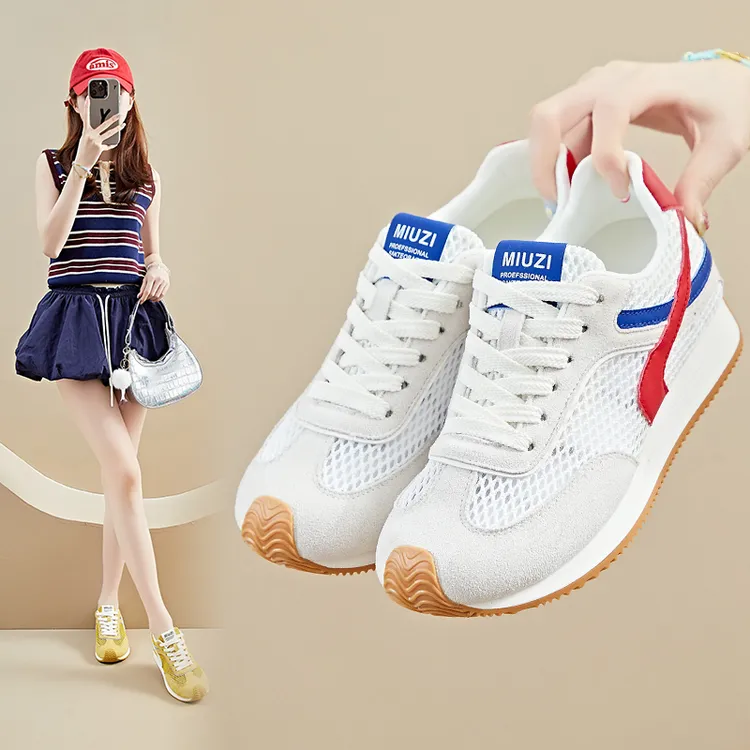 内增高2025夏季阿甘女鞋新款轻便厚底运动休闲复古老爹鞋透气