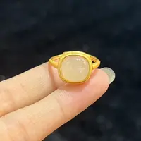 S925银镶和田玉蛋面戒指 （尺寸9*6mm）-BXY216