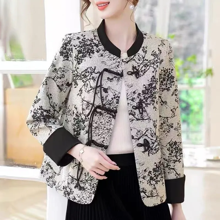 罗蒙妈妈春秋装外套短款上衣服春秋夹克中老年人新款洋气质50岁60