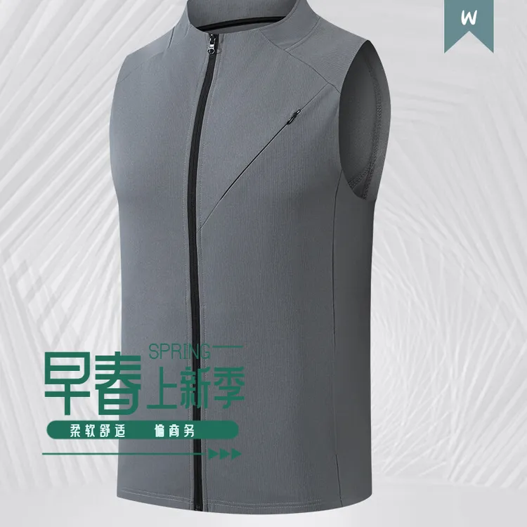 春季简约拉链背心2025新款透气无袖开衫马甲男款夏季运动背心马夹