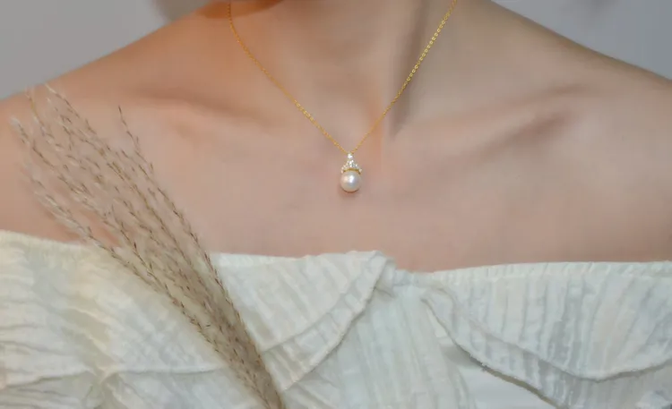 STELLASHELL冰雪王后款S925银淡水珍珠项链吊坠极光圆润经典大气