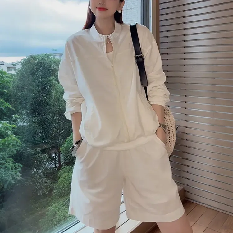 小个子防晒上衣短裤套装女2025夏季新款薄款韩版休闲宽松两件套潮