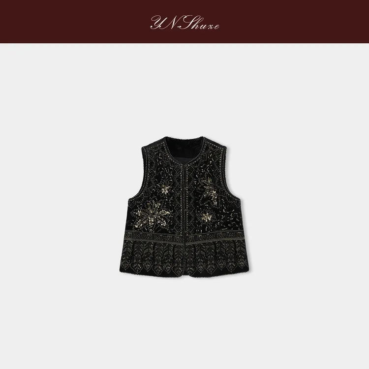 YN-SHUZE【墨上流光】新中式国风马甲刺绣无袖马夹SZ-YNB-53M9380