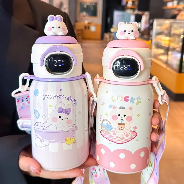 儿童保温杯上学专用女孩幼儿园智能显温水杯大容量学生高颜值杯子