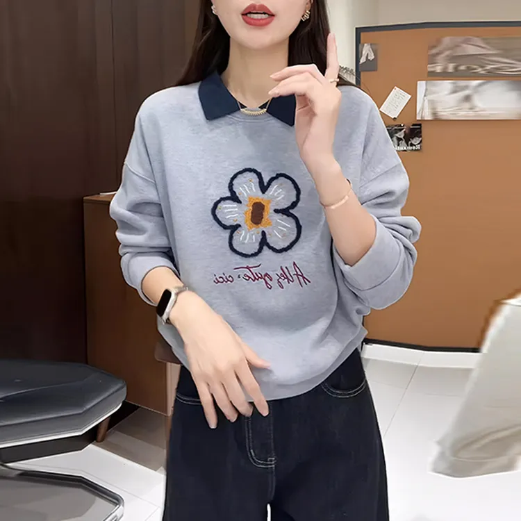 卫衣女2025新款春秋季爆款韩版休闲慵懒风宽松纯色圆领长袖上衣潮