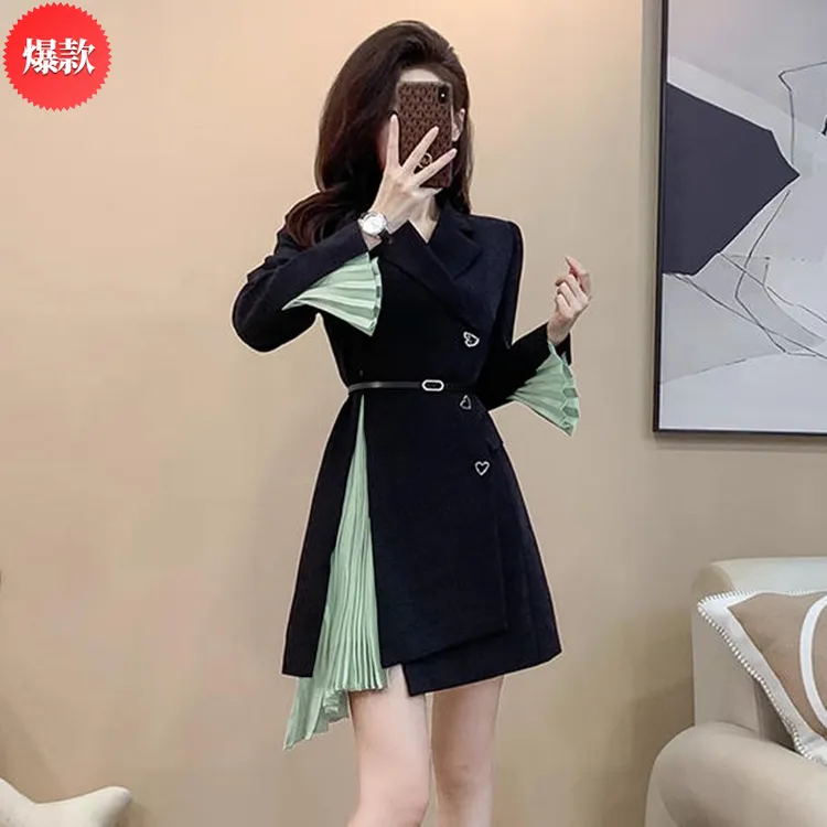 送腰带精致裙法式显身材气质收腰职业西装女装连衣裙高级感2025秋