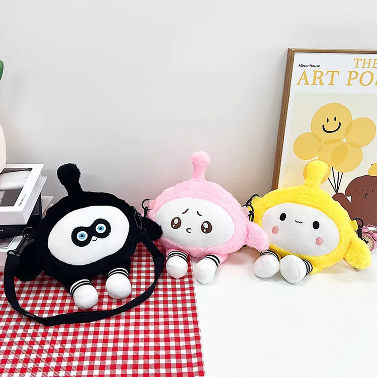 可爱蛋仔包包女包2024新款儿童小包毛茸茸包包卡通毛绒百搭单肩包