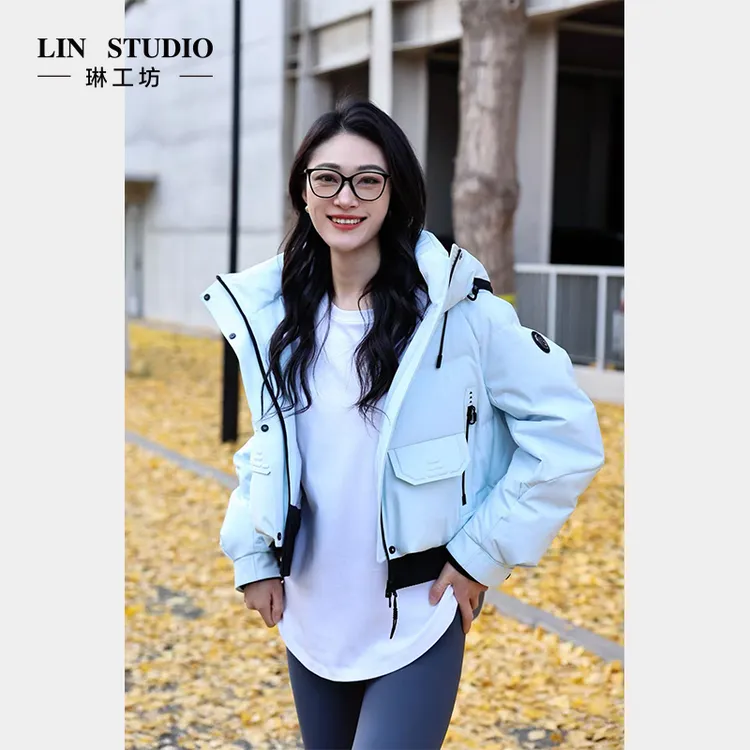 【95级别白鹅绒】琳工坊“酥雪”蓝色羽绒服工装气质休闲唐琳设计师