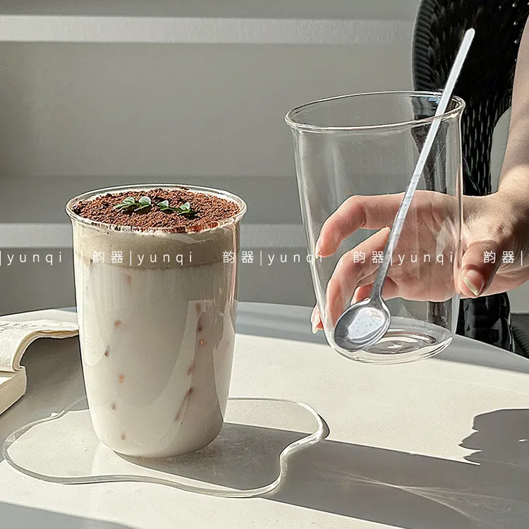 韵器insU型翻口杯高硼硅耐热玻璃杯小众牛奶果汁杯咖啡杯冷饮杯