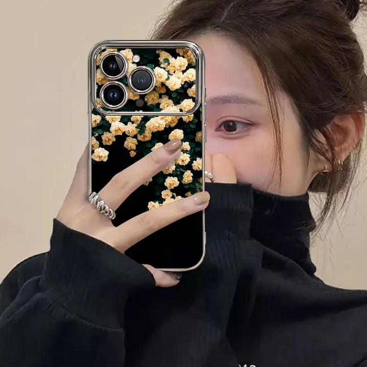简约花朵适用苹果17promax手机壳大视窗秒变17新款高级15防摔
